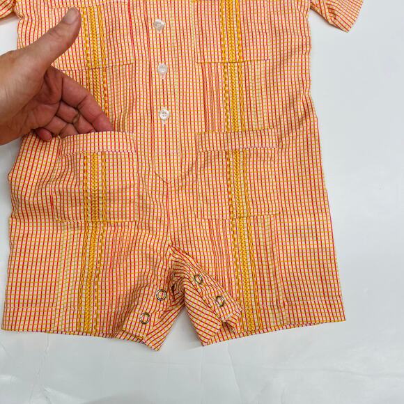 NWT Blue Quail 3-6M Citrus & Pink Check Romper - Picture 4 of 6